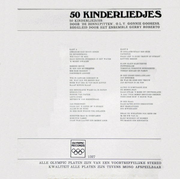 Zonnepitten - 50 Kinderliedjes (LP) 40689 Vinyl LP Goede Staat