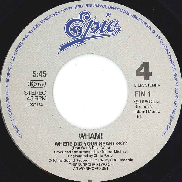 Wham! - The Edge Of Heaven 34403 Vinyl Singles Goede Staat