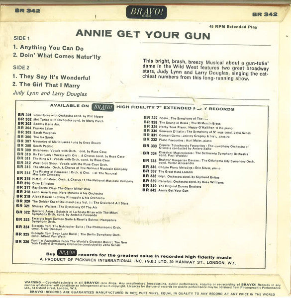 Judy Lynn, Larry Douglas - Annie Get Your Gun (EP) Vinyl Singles EP Goede Staat