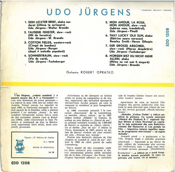 Udo Jürgens - Udo Jürgens (10") 50500 Vinyl LP 10" Goede Staat