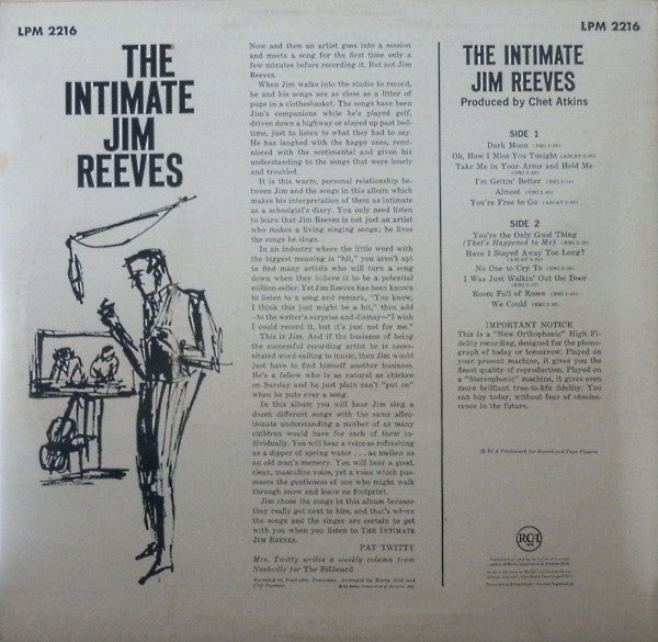 Jim Reeves - The Intimate Jim Reeves (LP) 50263 Vinyl LP Goede Staat