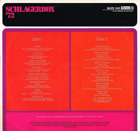 Various - Schlagerbox '72 (LP) 50629 Vinyl LP Goede Staat