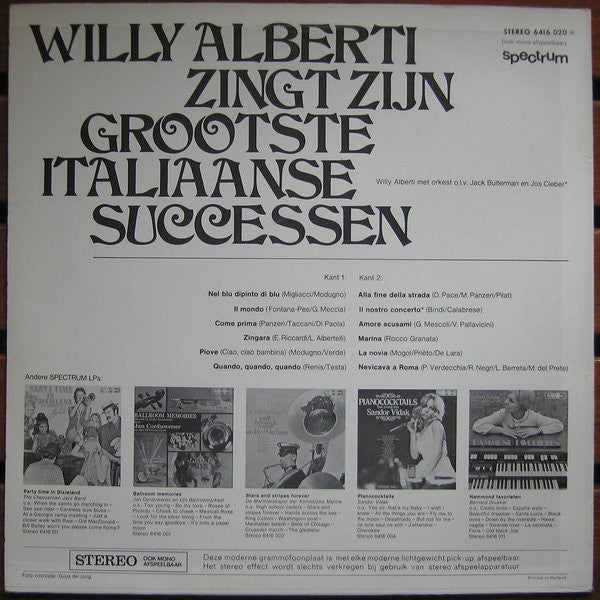 Willy Alberti - Zingt Zijn Grootste Italiaanse Successen (LP) 51327 Vinyl LP Goede Staat