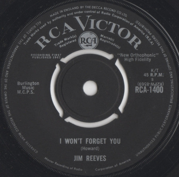 Jim Reeves - I Won't Forget You 21675 Vinyl Singles Hoes: Generic