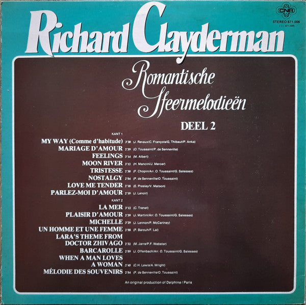 Richard Clayderman - Romantische Sfeermelodieën Deel 2 (LP) 51000 Vinyl LP Goede Staat