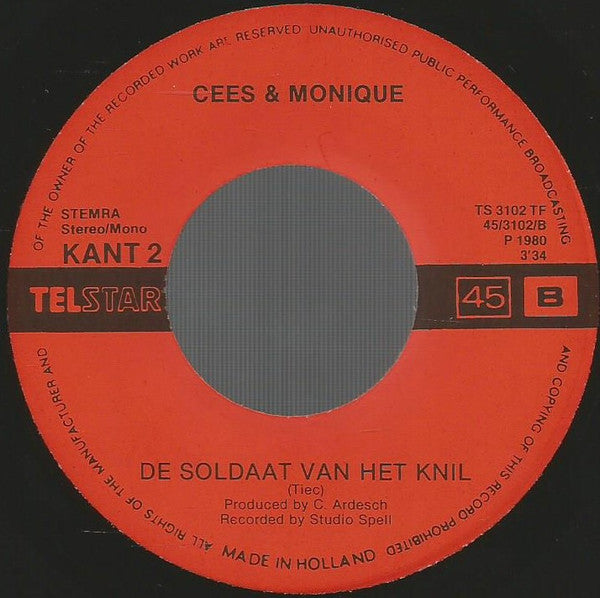 Cees En Monique - Tanah Air Ku 34369 Vinyl Singles Goede Staat