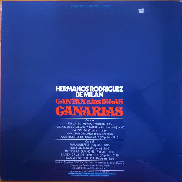 Hermanos Rodriguez Milan - Cantan A Las Islas Canarias (LP) 50092 Vinyl LP Goede Staat