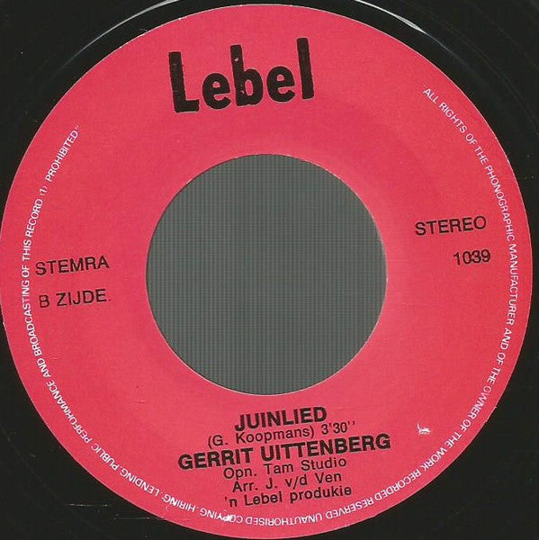 Gerrit Uittenberg - Baby I Luv' You... 33042 Vinyl Singles Goede Staat