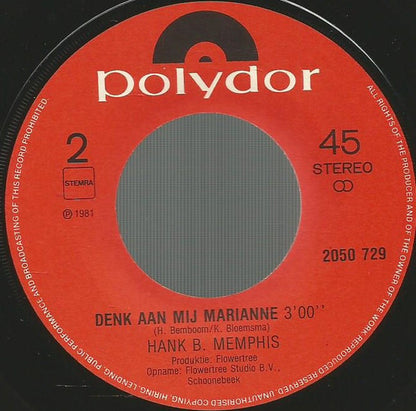 Hank B. Memphis - Je Weet... (Pretend) 33750 Vinyl Singles Goede Staat