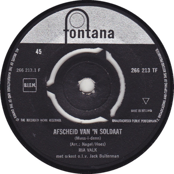 Ria Valk - Afscheid Van 'n Soldaat 37880 Vinyl Singles Goede Staat