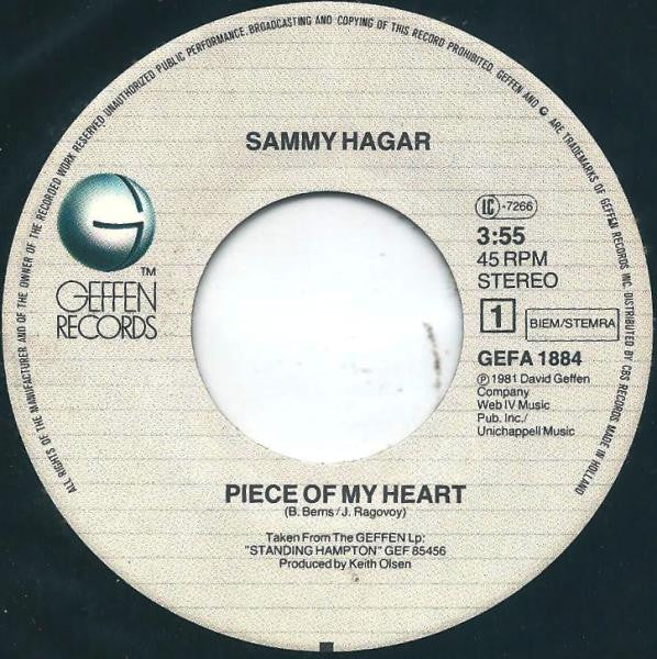 Sammy Hagar - Piece Of My Heart 38692 Vinyl Singles Goede Staat