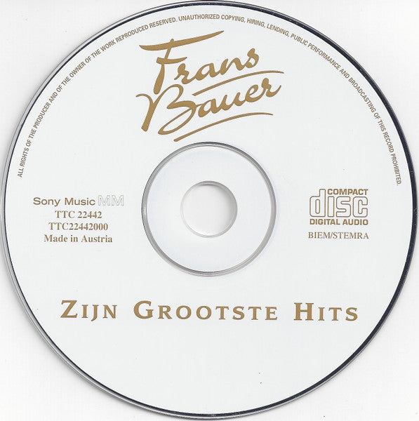 Frans Bauer - Zijn Grootste Hits (CD) Compact Disc Goede Staat