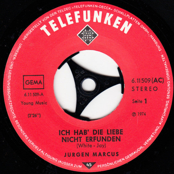 Jürgen Marcus - Ich Hab' Die Liebe Nicht Erfunden 36103 Vinyl Singles Goede Staat