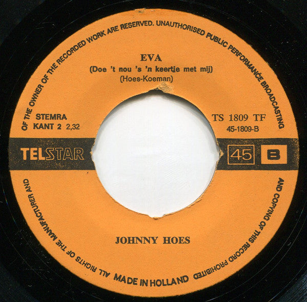 Johnny Hoes - Ken Je Haar Van Boven 33206 Vinyl Singles Goede Staat