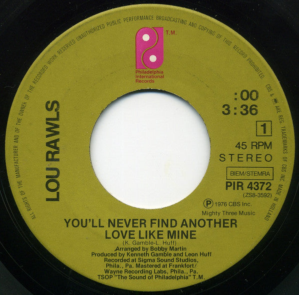 Lou Rawls - You'll Never Find Another Love Like Mine 09655 34486 Vinyl Singles Hoes: Generic