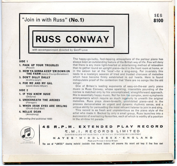 Russ Conway - Join In With Russ (No.1) (EP) 34461 Vinyl Singles Goede Staat