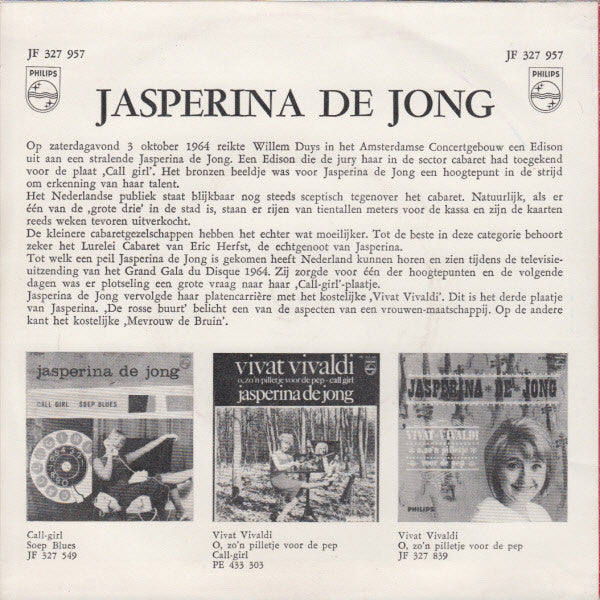 Jasperina de Jong - De Rosse Buurt 36373 Vinyl Singles Goede Staat ++