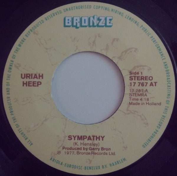 Uriah Heep - Sympathy 38639 Vinyl Singles Goede Staat