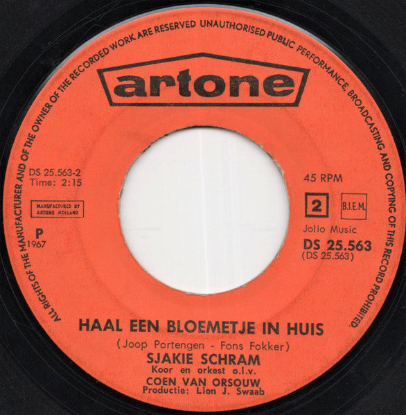 Sjakie Schram - Willem O' Duys!! 33574 Vinyl Singles Goede Staat