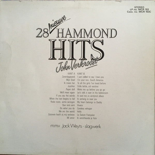 John Verkroost - 28 Nieuwe Hammond Hits (LP) 50578 Vinyl LP Goede Staat