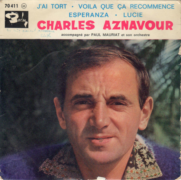 Charles Aznavour - J'Ai Tort (EP) 37369 Vinyl Singles EP Goede Staat