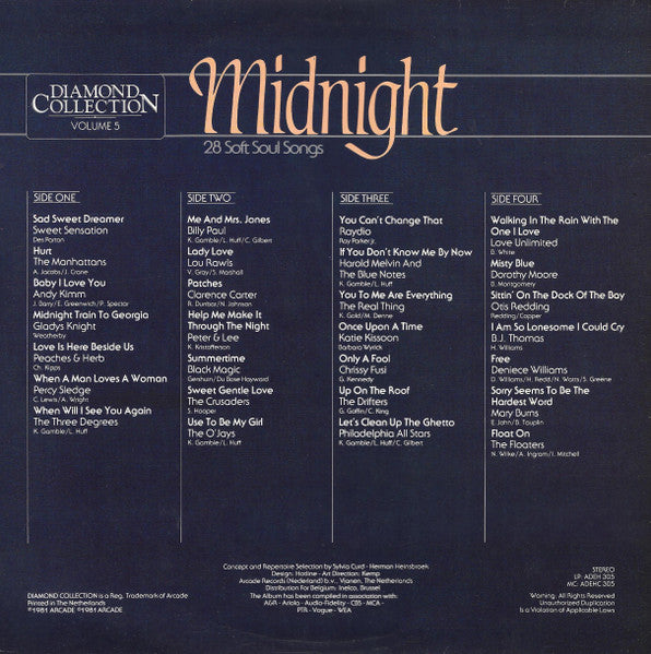 Various - Midnight - 28 Soft Soul Songs (LP) 50276 Vinyl LP Dubbel Goede Staat