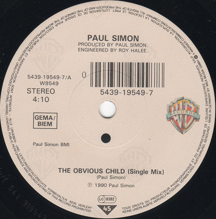 Paul Simon - The Obvious Child 35839 Vinyl Singles Goede Staat