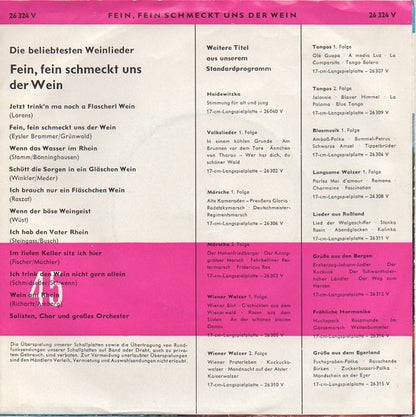 Unknown Artist - Fein, Fein Schmeckt Uns Der Wein 34825 Vinyl Singles Goede Staat