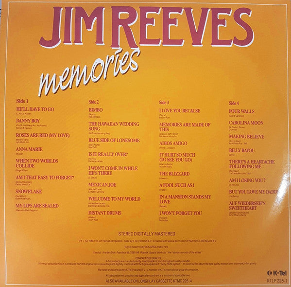 Jim Reeves - Memories (LP) 50472 Vinyl LP Dubbel Goede Staat