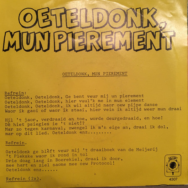 Spanjolen, M.M.V. Federatie Orkest - Oeteldonk Mijn Pierement 36291 Vinyl Singles Goede Staat