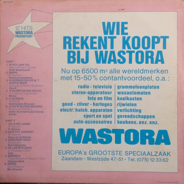 Various - 12 Hits (Wastora Presenteert) (LP) 49931 Vinyl LP Goede Staat