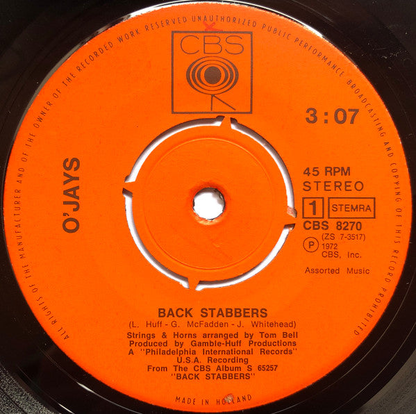 O'Jays - Back Stabbers 33010 Vinyl Singles Goede Staat