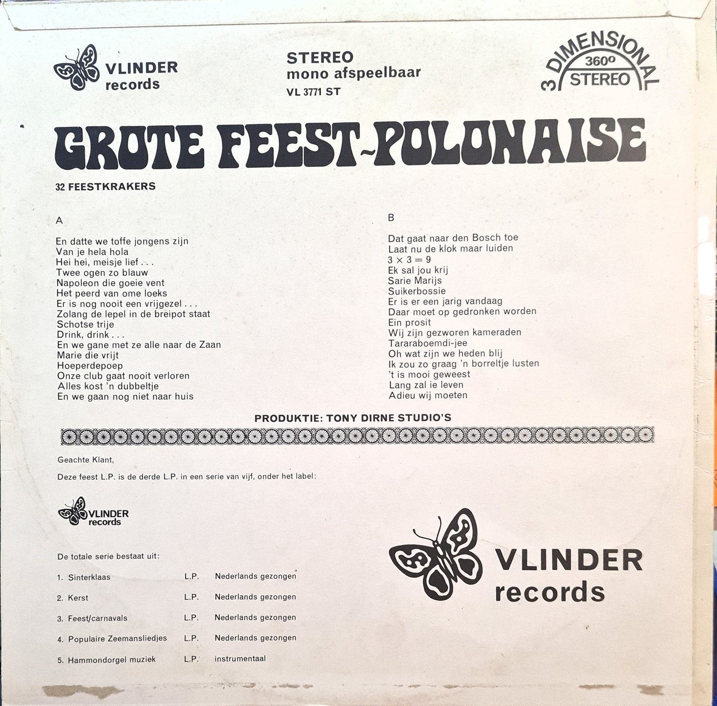 Unknown Artist - Grote Feest-Polonaise - 32 Feestkrakers (LP) 48269 (B) Vinyl LP Goede Staat