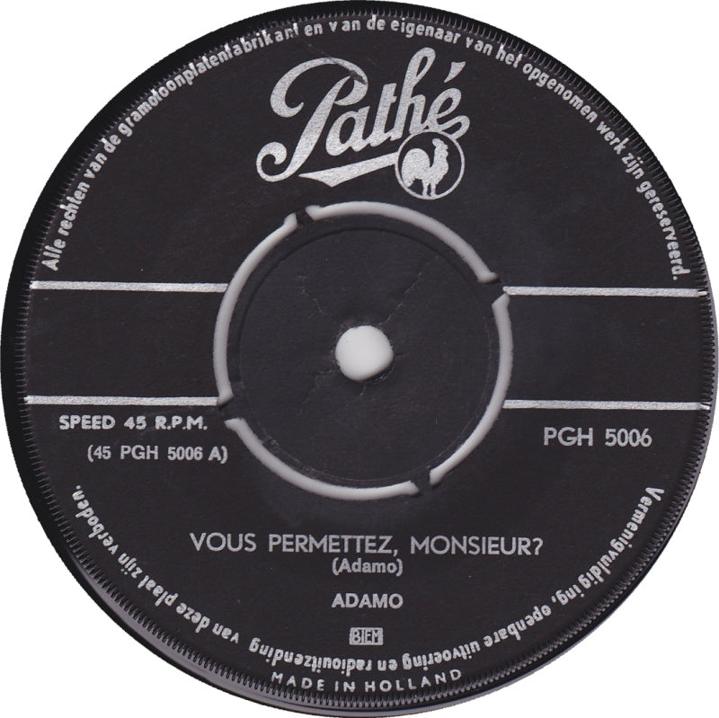 Adamo - Vous Permettez Monsieur 02312 Vinyl Singles Goede Staat ++