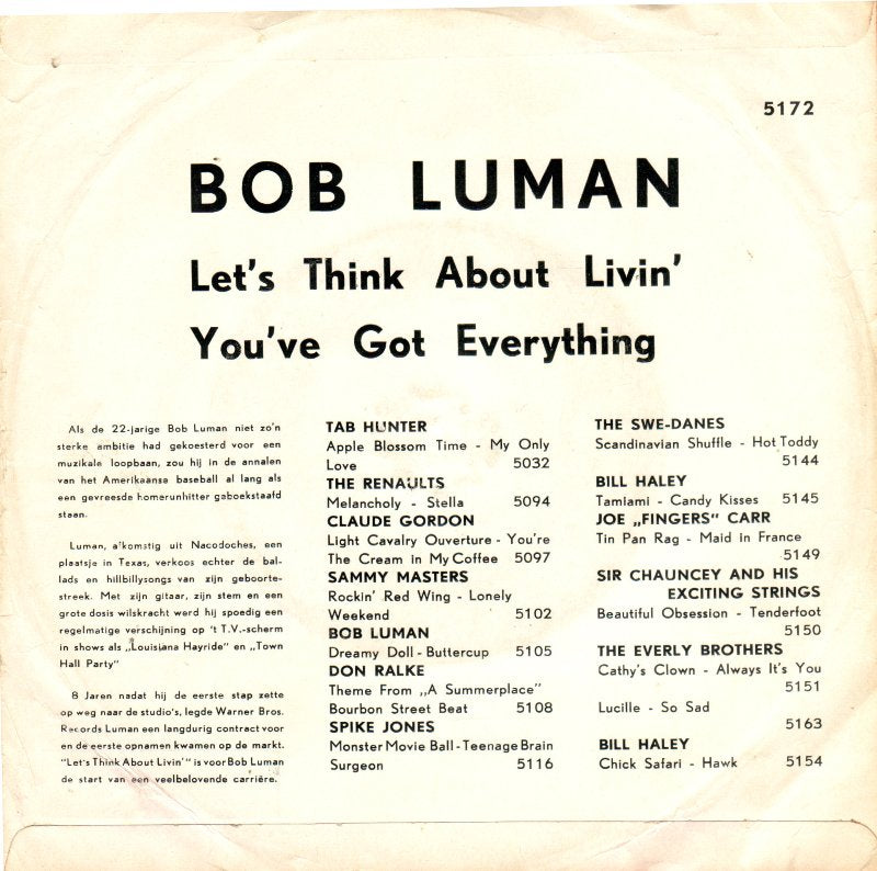 Bob Luman - Let's Think About Living 37929 Vinyl Singles Goede Staat