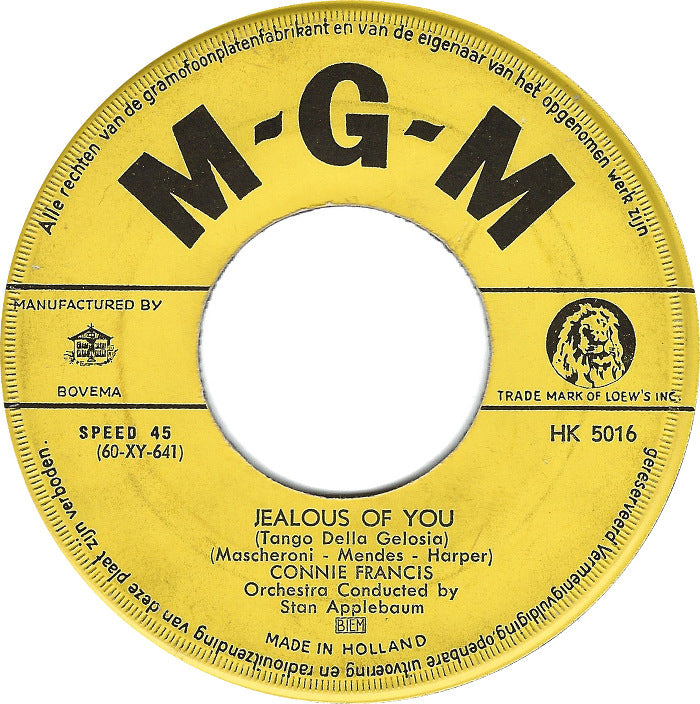 Connie Francis - Jealous Of You 00608 (B) Vinyl Singles B-Keus (B)