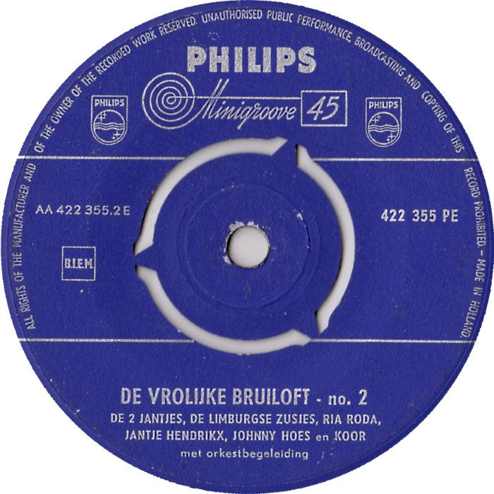 Johnny Hoes - De Vrolijke bruiloft No.1 (EP) Vinyl Singles EP Goede Staat