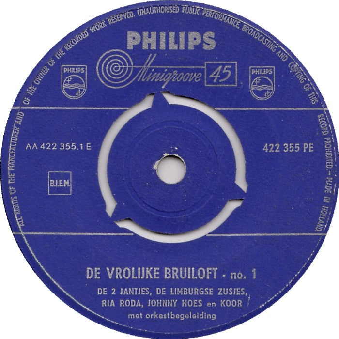 Johnny Hoes - De Vrolijke bruiloft No.1 (EP) Vinyl Singles EP Goede Staat