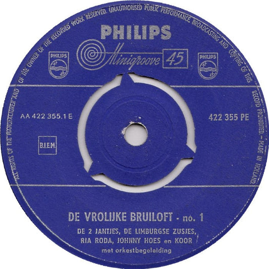 Johnny Hoes - De Vrolijke bruiloft No.1 (EP) 33703 Vinyl Singles EP Goede Staat