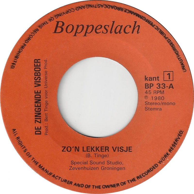 Zingende Visboer - Zo'n Lekker Visje 34354 Vinyl Singles Goede Staat