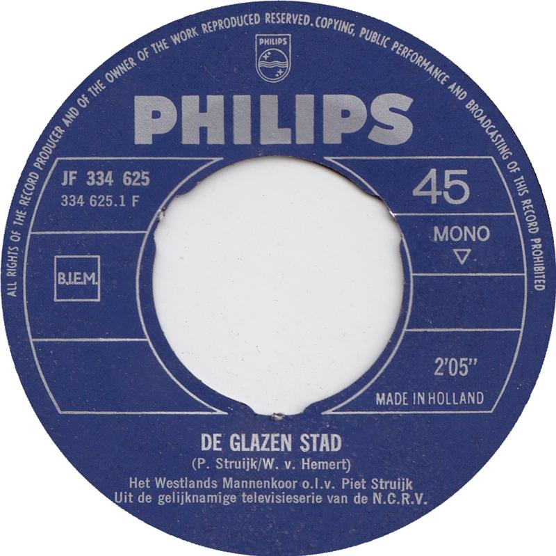 Westlands Mannenkoor - De Glazen Stad 35476 18285 Vinyl Singles Goede Staat