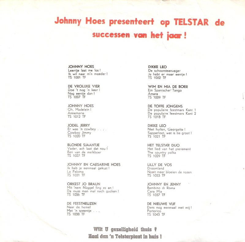 Johnny Hoes - En Van Je Hoempa 37840 Vinyl Singles Goede Staat