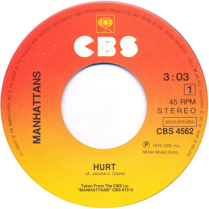 Manhattans - Hurt 12291 Vinyl Singles Hoes: Generic