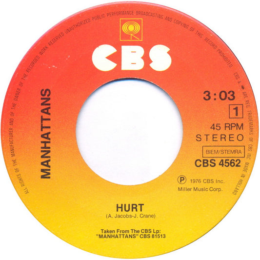 Manhattans - Hurt 12291 Vinyl Singles Hoes: Generic