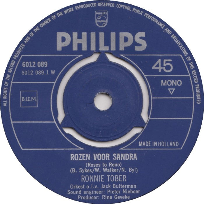 Ronnie Tober - Rozen Voor Sandra 16598 29710 Vinyl Singles Goede Staat