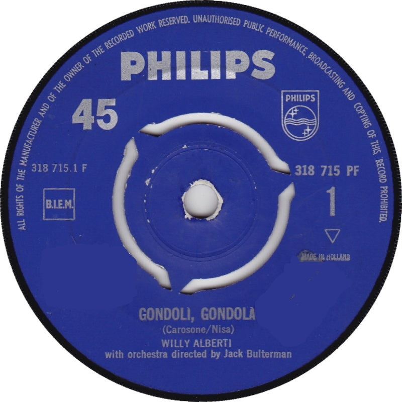 Willy Alberti - Gondoli, Gondola 17895 Vinyl Singles Goede Staat