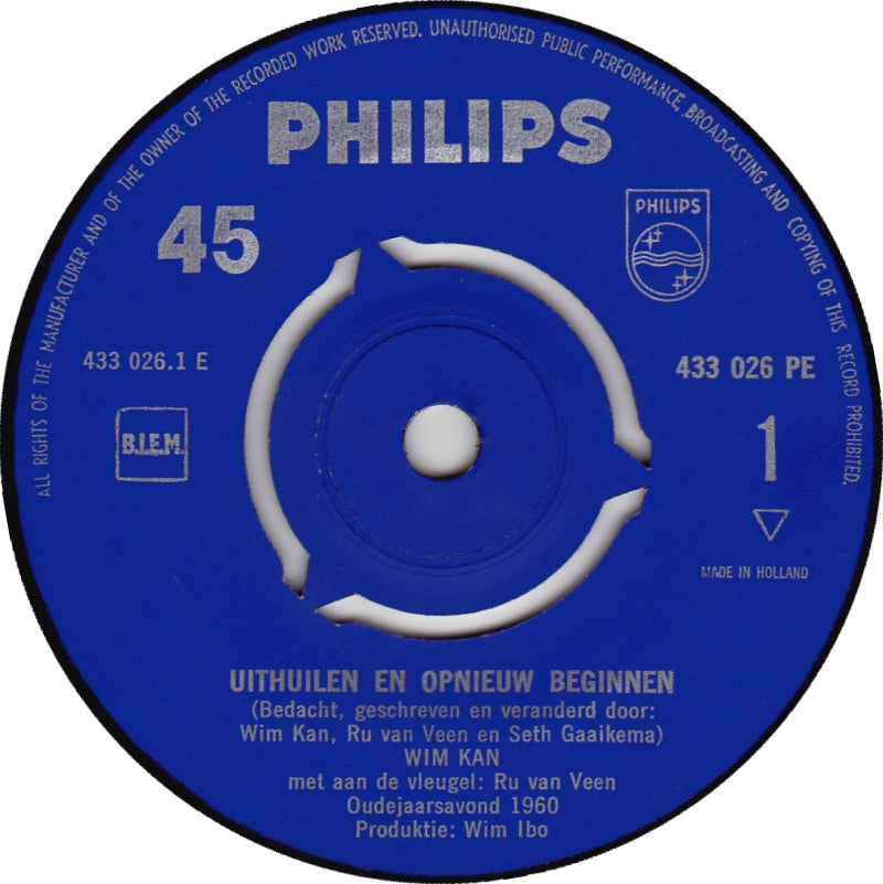 Wim Kan - Uithuilen En Opnieuw Beginnen: Oudejaarsavond 1960 (EP) 02145 Vinyl Singles EP Goede Staat