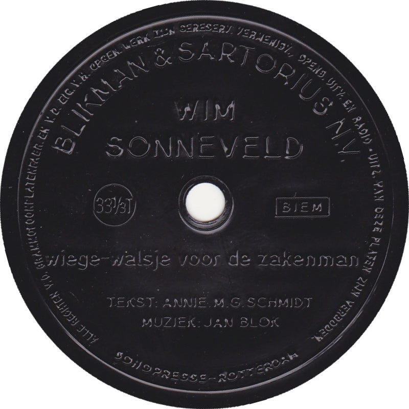 Wim Sonneveld - Wiege-Walsje Voor De Zakenman (Flexi-disc) 34793 Vinyl Singles Goede Staat