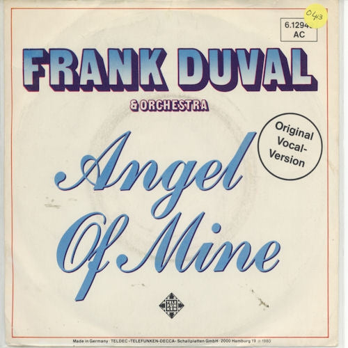 Frank Duval & Orchestra - Angel Of Mine 39322 Vinyl Singles Goede Staat