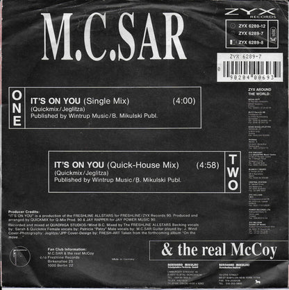 M.C. Sar & The Real McCoy - It's On You 20162 Vinyl Singles Goede Staat